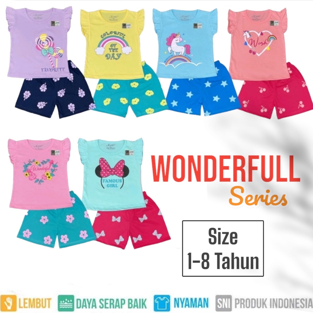 SNI Setelan Baju Anak Cewek Pendek (1-8 Tahun) Setelan Pendek Anak Baju Anak Perempuan Celana Pendek Anak Perempuan KELFI One set Baju dan Celana Satu Set Baju dan celana Anak