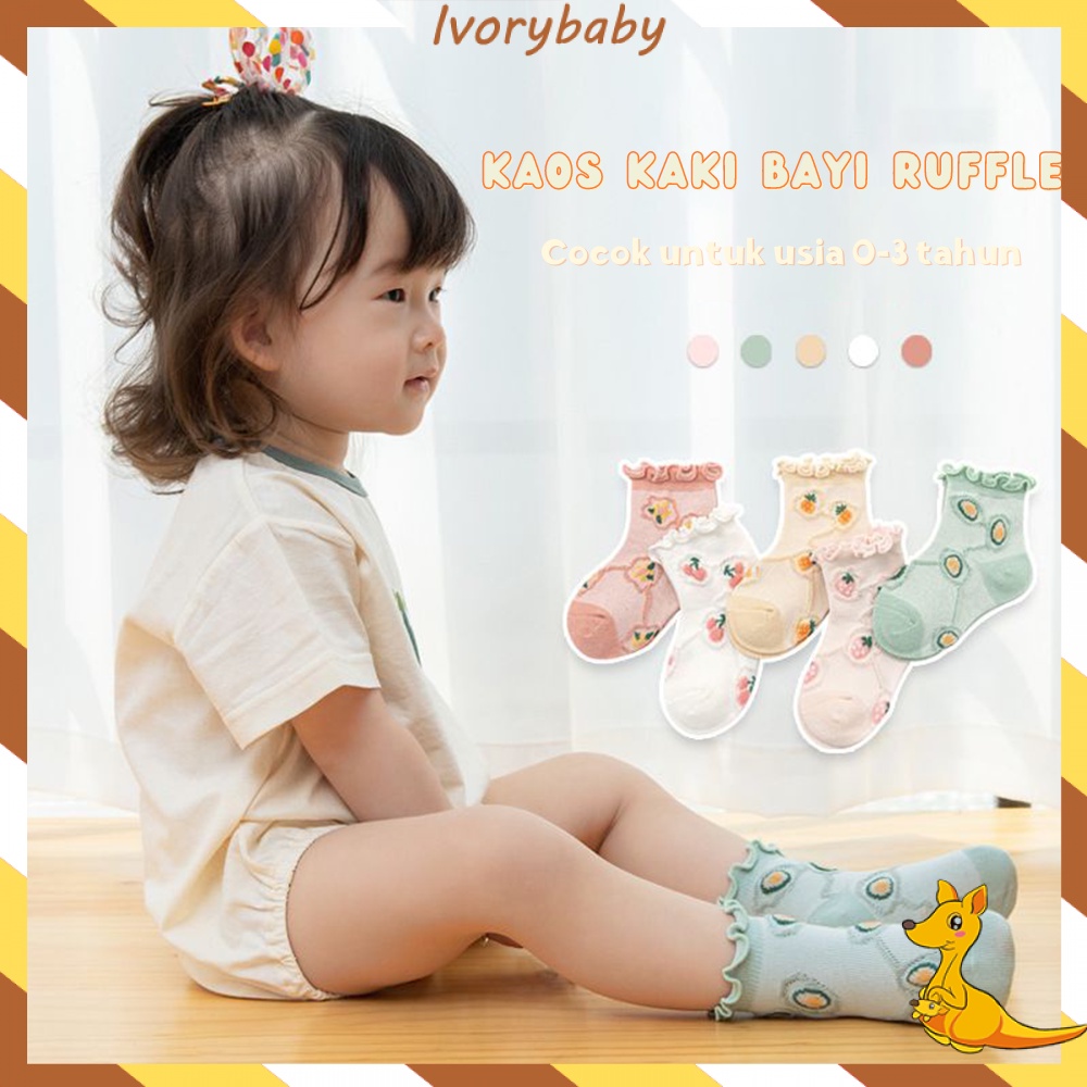 Ivorybaby Kaos kaki bayi anak model ruffle Kaus kaki bayi perempuan lucu