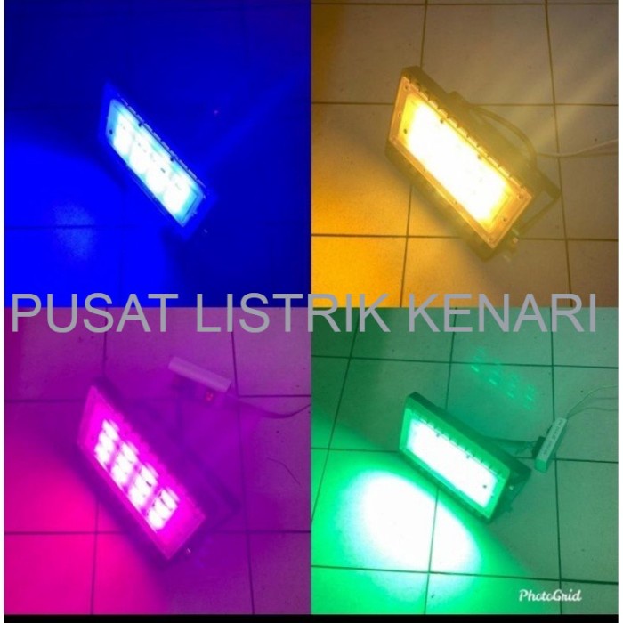 Lampu Sorot Tembak Audalux Led Flood Light Biru Pink Hijau 50 Watt Smd