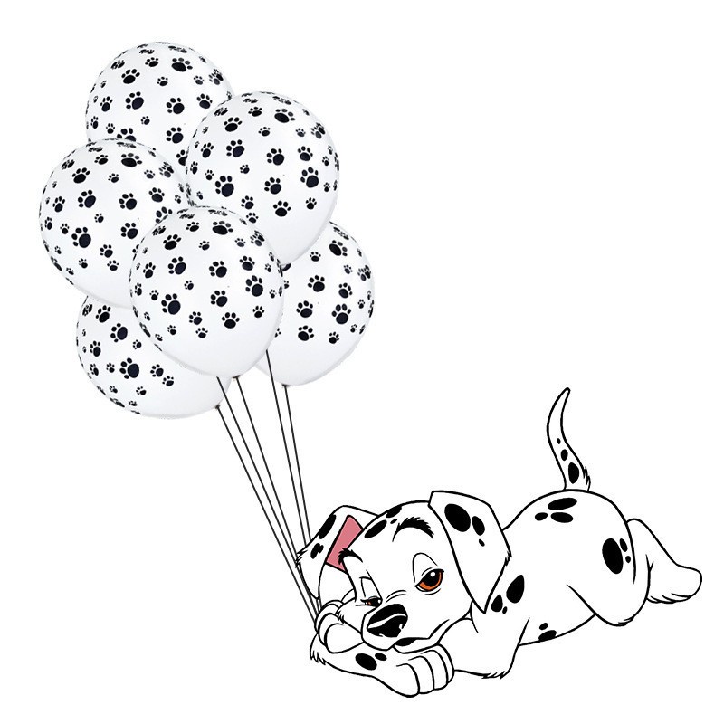 10pcs Balon Latex Motif print Kaki Anjing Warna Hitam Putih Ukuran 12 Inch Untuk Dekorasi Pesta