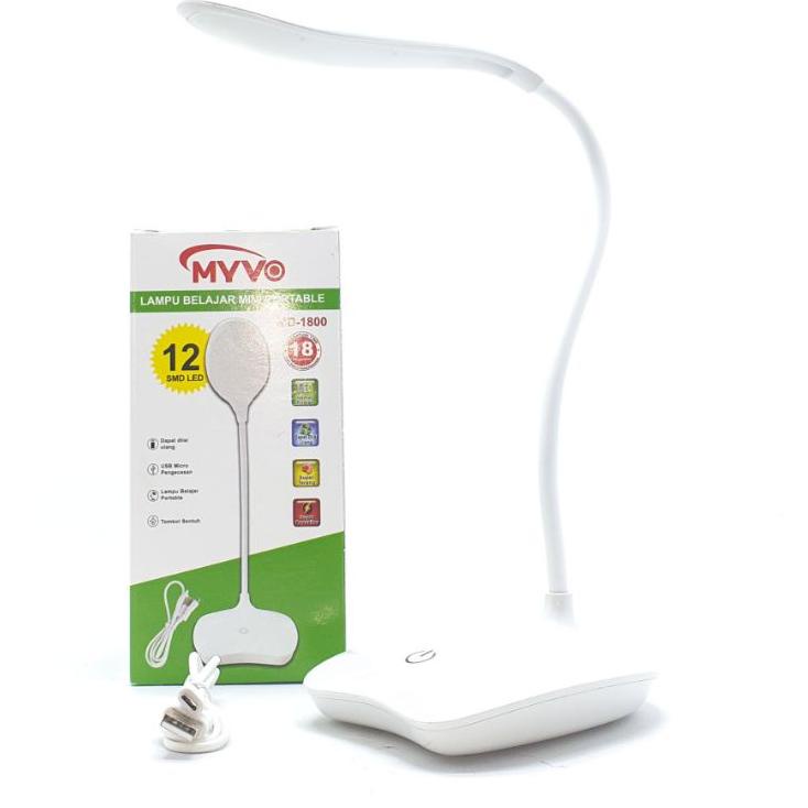 Paling Dicari Lampu Meja Belajar Baca DUDUK Led On Off Sentuh Rechargeable Myvo MD-1800