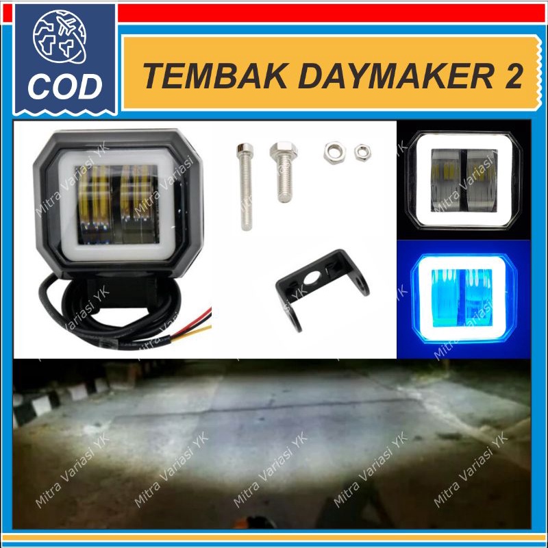 LAMPU FOGLAMP DAYMAKER ANGEL EYE KOTAK BULAT MOBIL MOTOR WATERPROOF 2 WARNA PUTIH KUNING