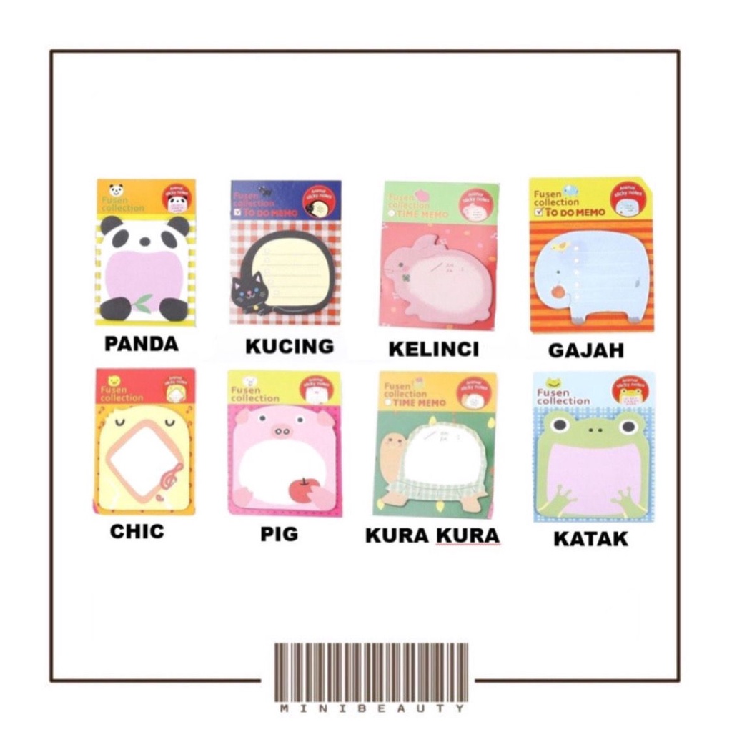 memo note karakter binatang lucu sticky notes karakter animal tempelan kertas catatan unik