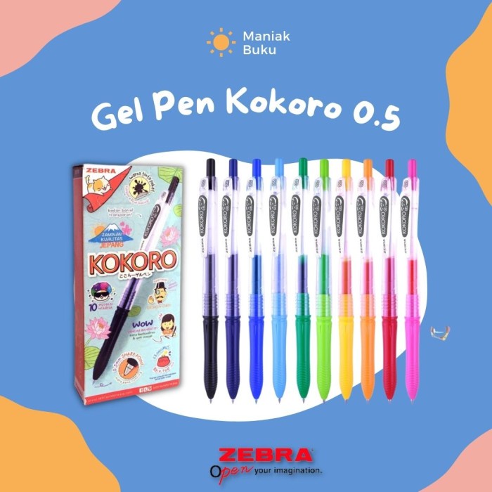 

Produk Terbaik] MB Zebra Pulpen Gel KOKORO 0.5mm 12pcs Hitam / Pulpen Gel Kokoro
