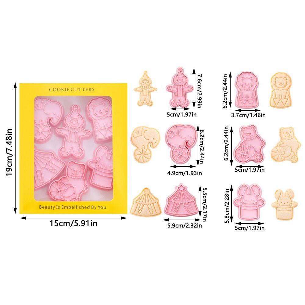 Solighter 6pcs/set Sirkus Hewan DIY Pastry Dekorasi 3D Kartun Plastik Cookie Cutter