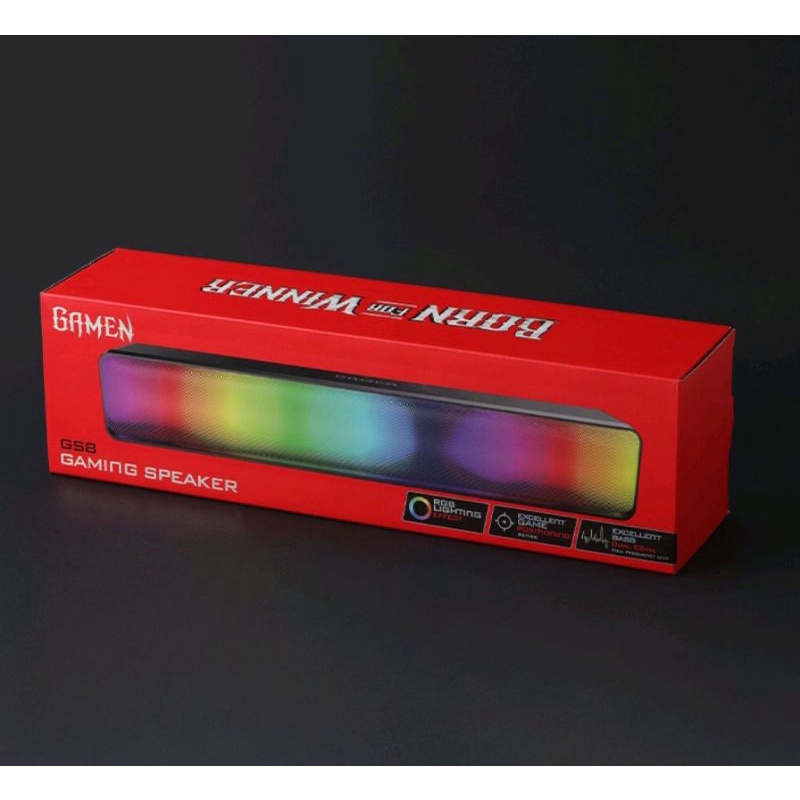 GAMEN GS8 Soundbar Gaming RGB Light Bass Komputer Laptop Speaker Surround