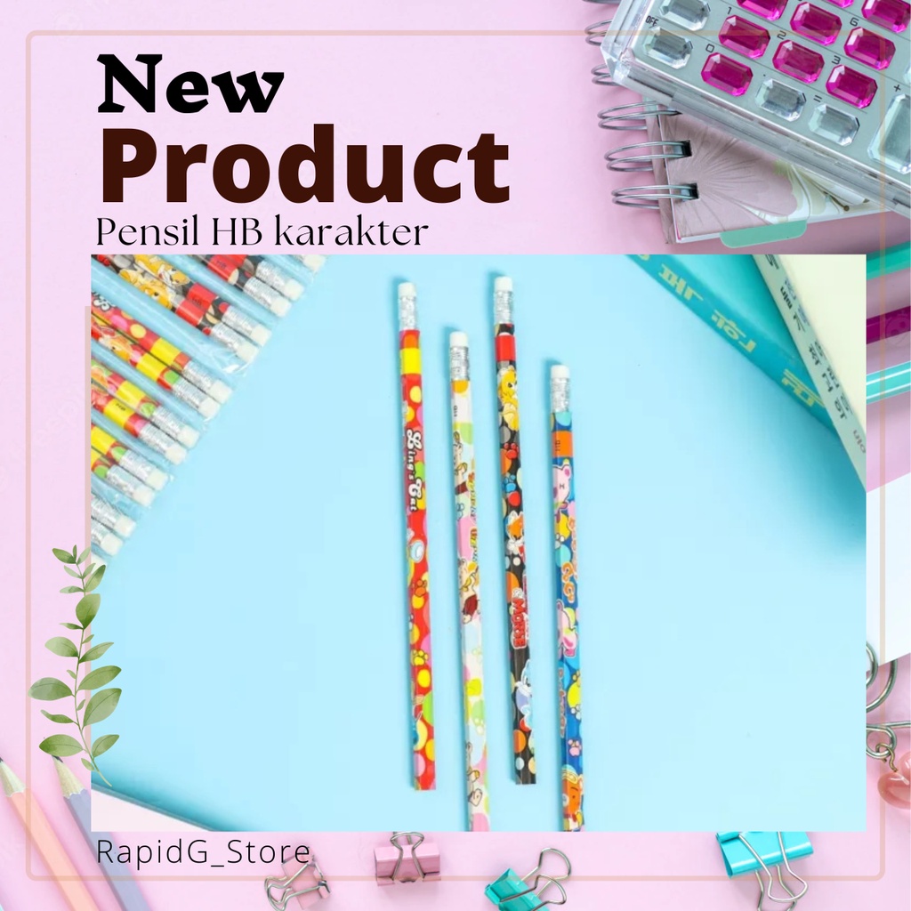 

Pensil Kayu HB karakter Lucu Hexagonal Dengan Kepala Penghapus 1 Renceng Isi 24 pcs / Pensil Kayu Karakter / Pensil Kayu Hexagonal Dengan Penghapus
