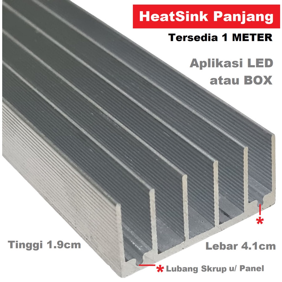 Aluminium HeatSink SEDANG Box Pendingin LED IC Transistor MOSFET Final - 1 METER