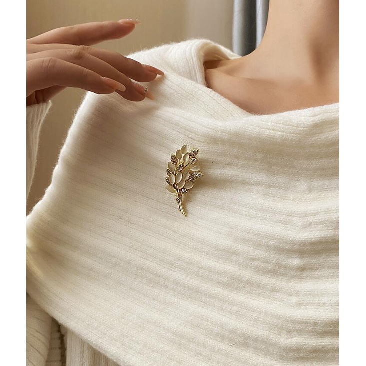 Bros Pin Buckle Korsase Anti Silau Bentuk Gandum Opal Untuk Aksesoris Wanita