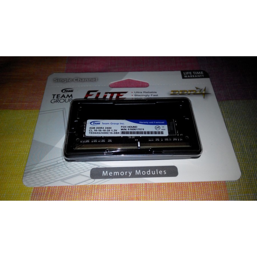 Memory RAM Laptop / Notebook Team Elite Sodimm DDR4 PC19200 2400MHz 4GB [1X4GB]