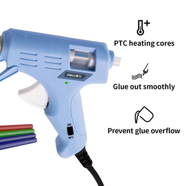 

Deli Hot Melt Glue Gun /Lem Tembak 20W Biru/Pink Gratis 10Lem DL39002X - Biru