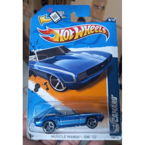 hotwheels 69 CAMARO biru HW MUSCLE MANIA GM12 blue card card lawas