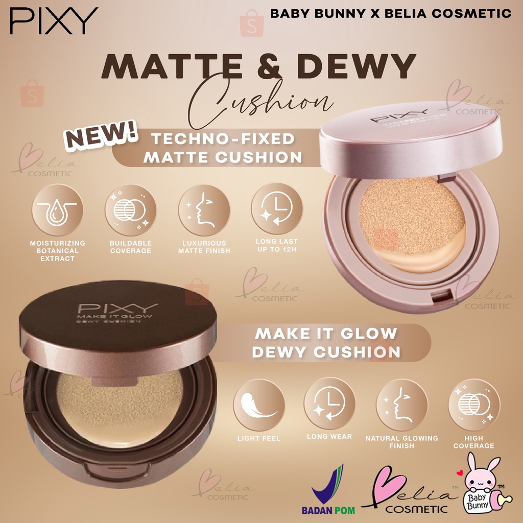 ❤ BELIA ❤  PIXY Dewy Cushion Fullsize / Refill ( pixy make it glow bb cushion ) | Techno-Fixed Matte Cushion Full size SPF 50+ &amp; PA+++