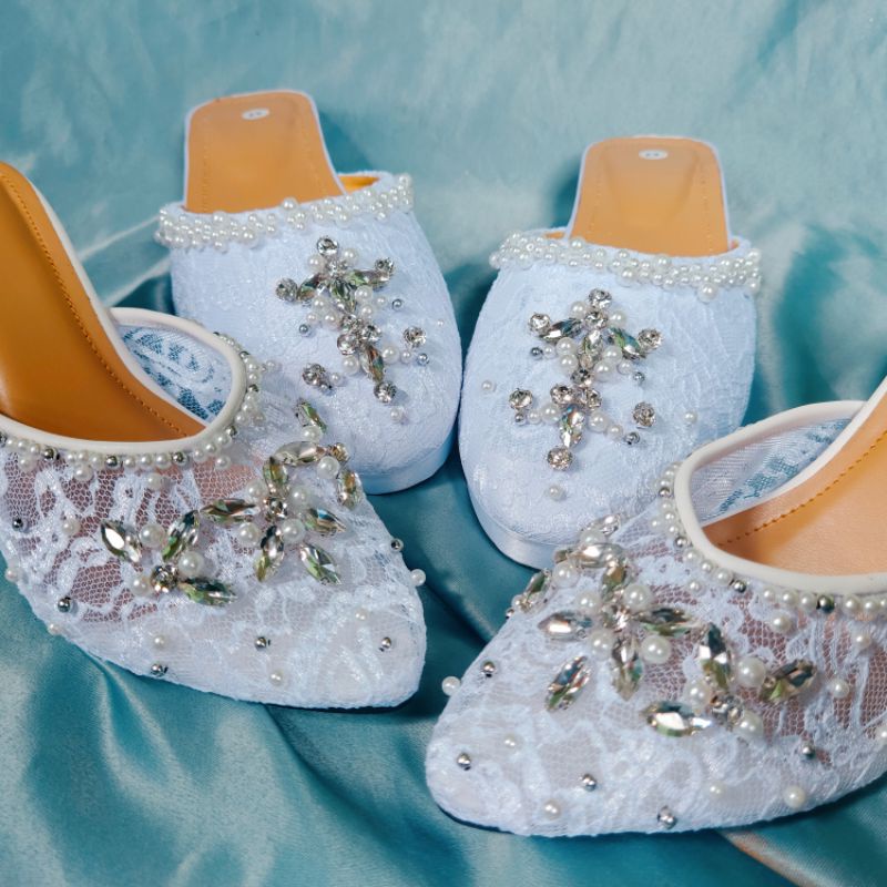Slop Sandal Pengantin Manten Adat Modern Payet trinoline Brukat Custom Premium