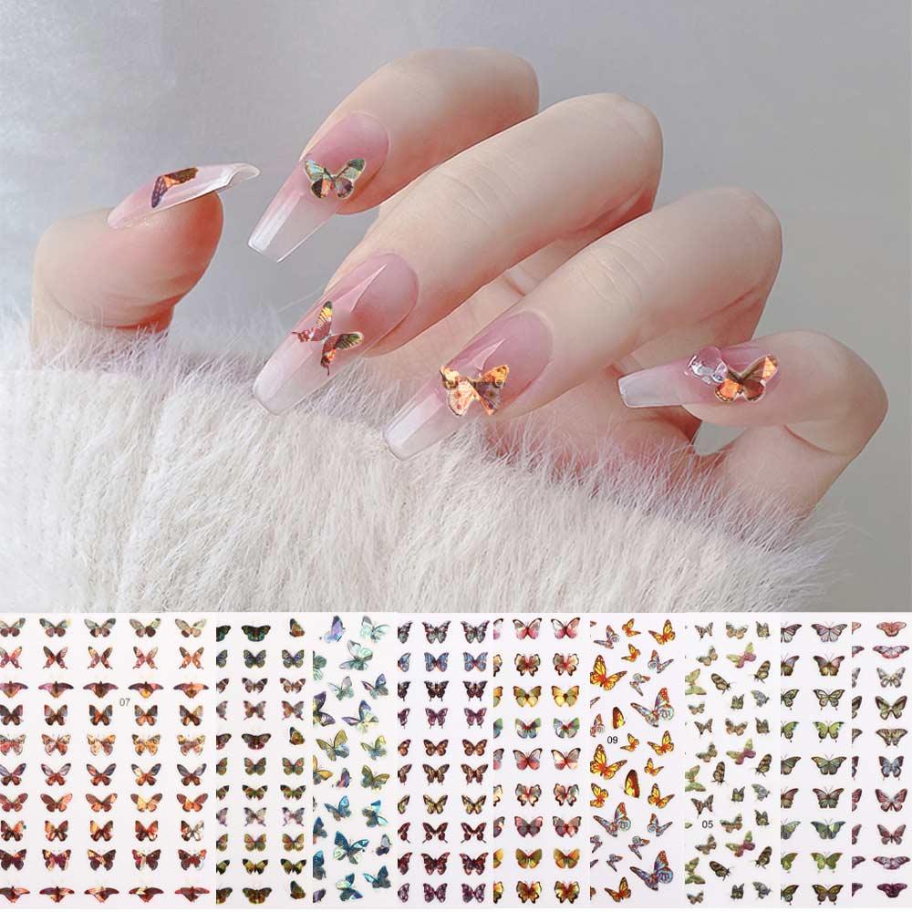 AUGUSTINA Agustina Perekat Stiker Kuku Laser Jepang Kuku Kecantikan DIY Stiker Kuku Nail Art Perhiasan Nail Art Dekorasi