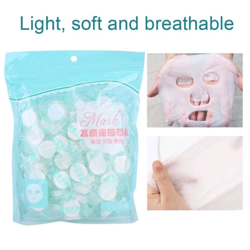 Tablet Compressed Paper Mask Sheet TABLET SIMPLE MASKER WAJAH Topeng Facial Kertas Kapas Kompres Pelembab Natural