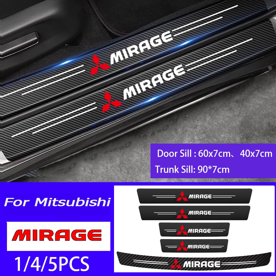 Stiker Pelindung Pintu Mobil Bahan Kulit Serat Karbon Anti Gores Untuk Mitsubishi Mirage G4 G5 G3