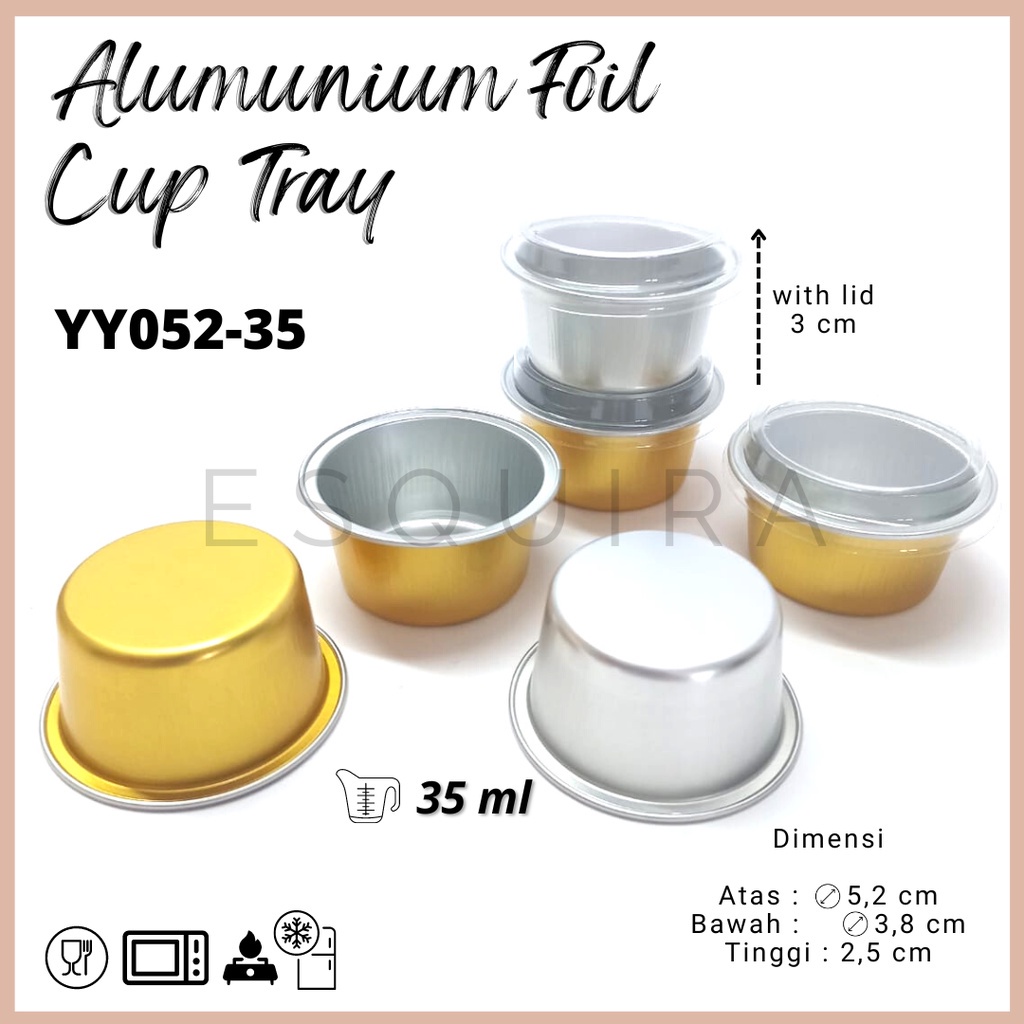 Aluminium Foil Cup Tray 35ml with PET Lid 10 Pcs / YY052-35