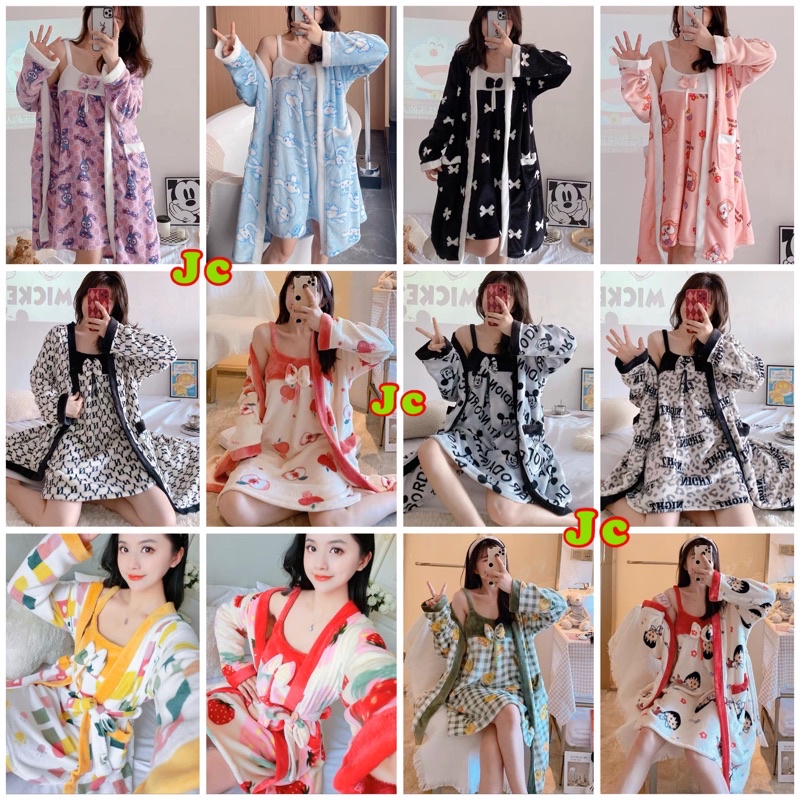 JC- Set Kimono Bulu Handuk Import  / Kimono handuk wanita import