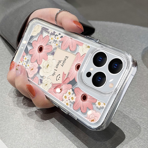 Soft Case Silikon TPU Transparan Shockproof Motif Bunga Untuk IPhone 13 14 12 11 Pro XS MAX 6S 7 8 Plus X XR