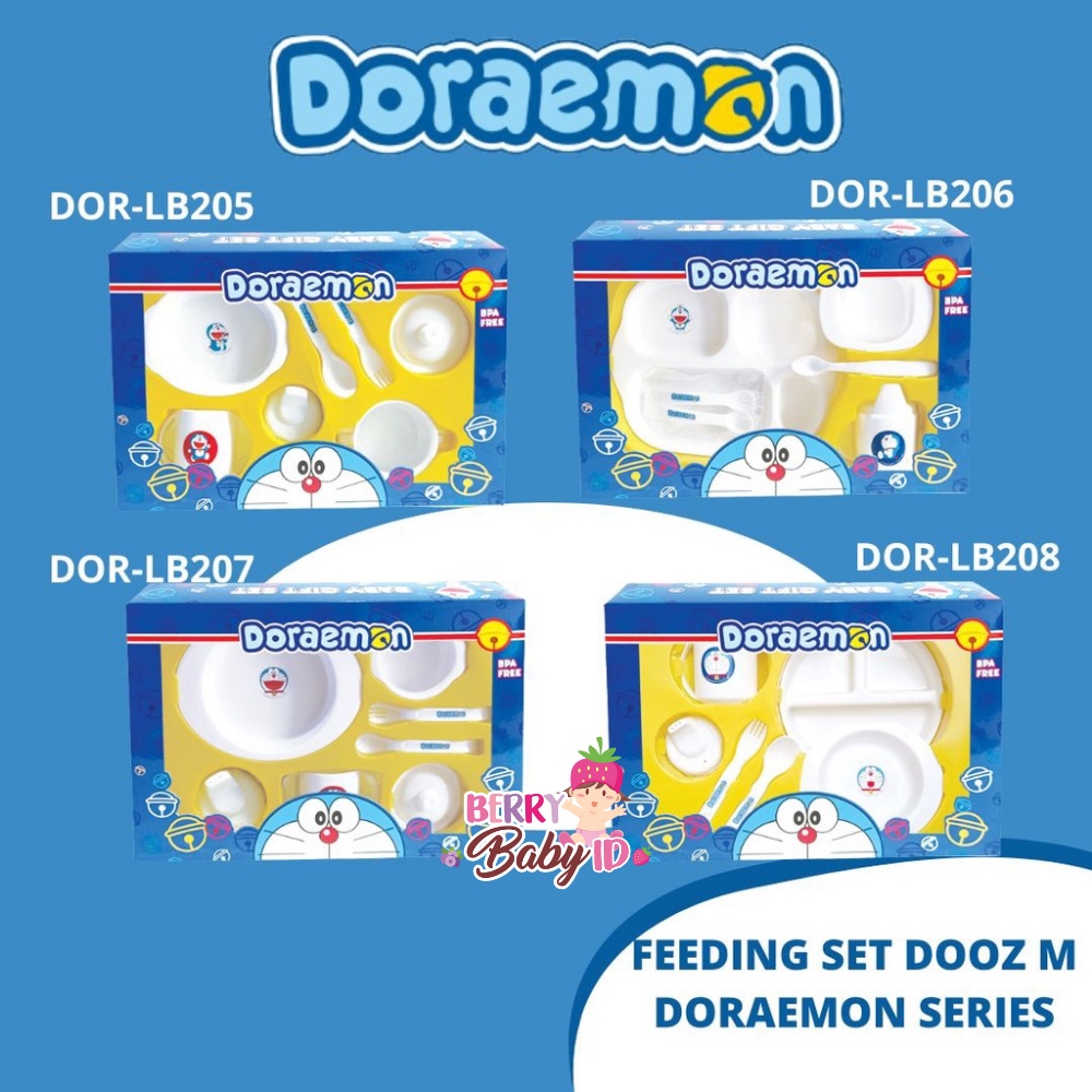 Lusty Bunny Doraemon Feeding Set Perlengkapan Makan Paket Kado Bayi Berry Mart