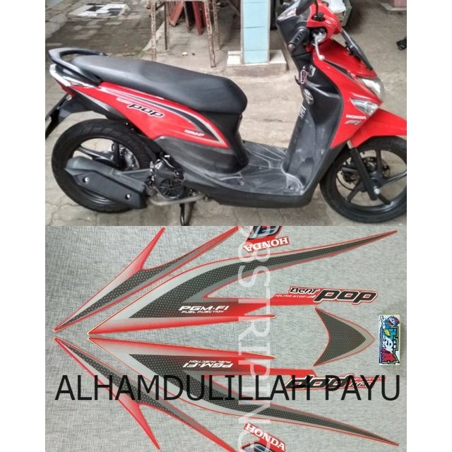 STRIPING LIS STANDAR ORI NEW HONDA BEAT POP IDLING STOP MERAH TAHUN 2015 STIKER POLET