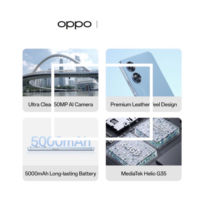 Oppo A17 [4GB+64GB] Helio G35 | 6.56&quot; IPS LCD | 50MP Dual Camera | Garansi Resmi Oppo 1 Tahun