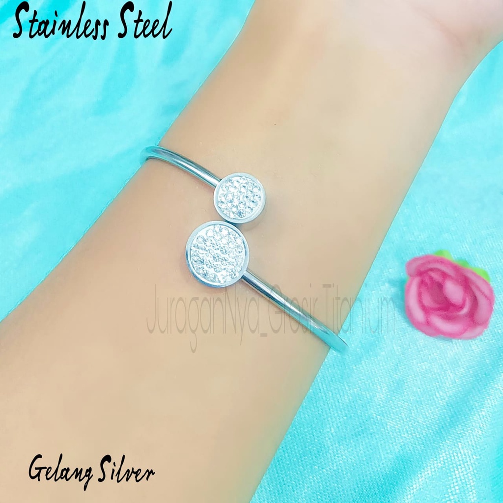 GELANG TITANIUM FLEKSIBEL PERMATA MCI ANTI KARAT&amp;ANTI LUNTUR