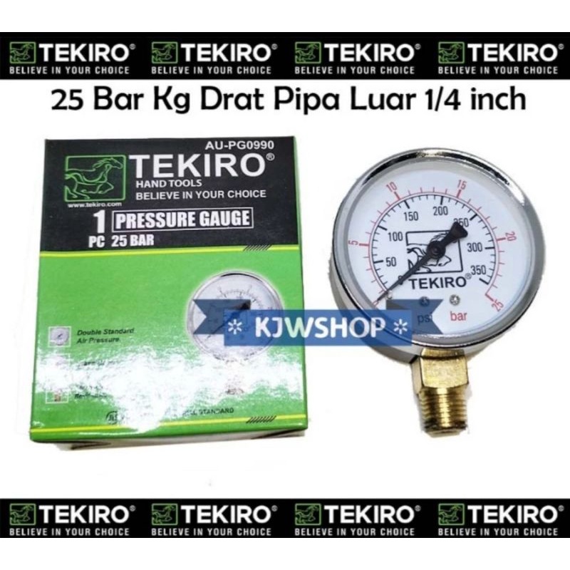 Jual Manometer 25 bar TEKIRO Pressure Gauge 25 bar Manometer 25kg Mano