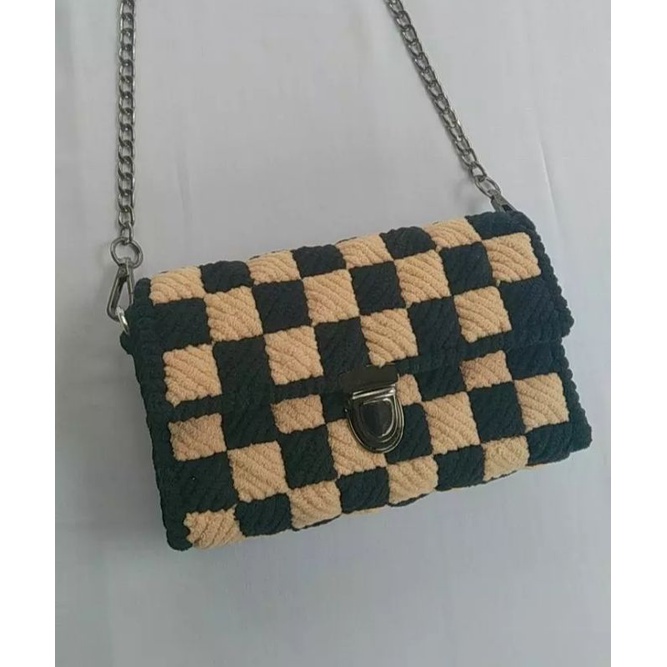 plastic Canvas Bag | tas plastik Canvas kotak-kotak | tas wanita