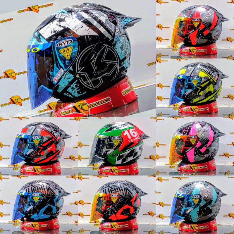 HELM KYT GALAXY SLIDE MOTIF FLAT R #5 BLACK /RED / PAKET GANTENG 100% ORIGINAAL