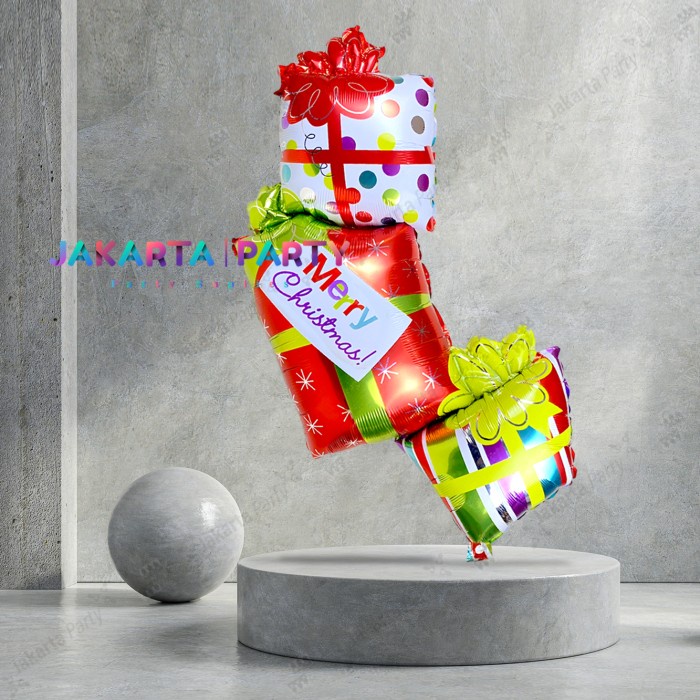 Balon Foil Naral Kado Susun Jumbo / Balon Christmas / Balon Foil Xmas