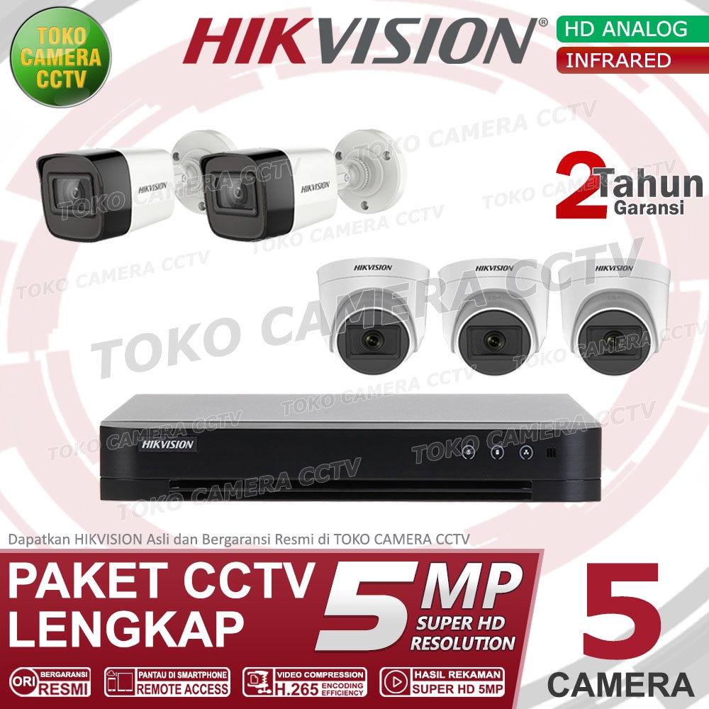 PAKET CCTV HIKVISION 5MP 8 CHANNEL 5CAMERA