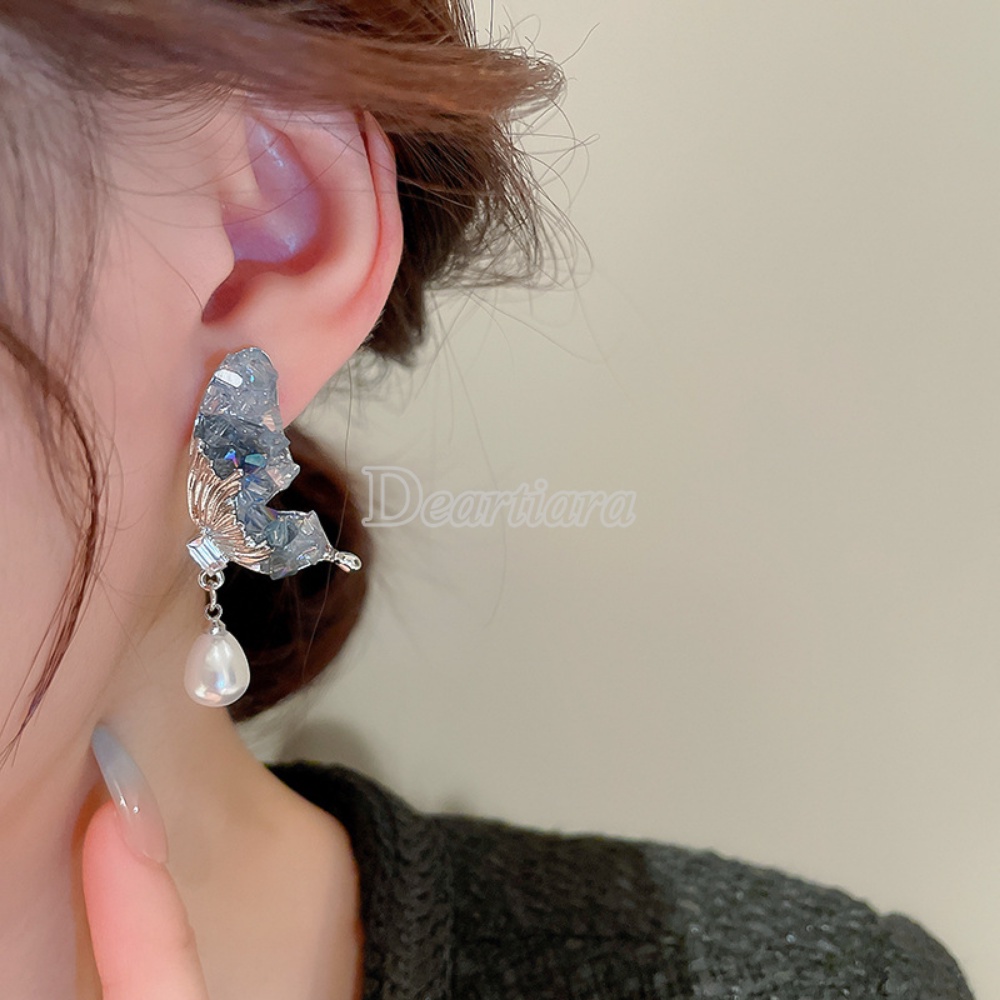 Anting Tusuk Model Kupu-Kupu Dengan Kristal Mutiara Kualitas Tinggi Untuk Wanita