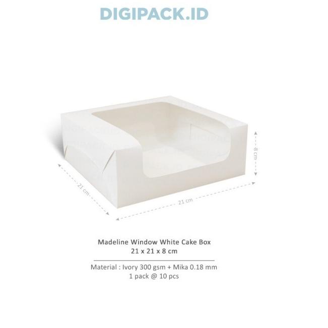 

[Digipack] Madeline Window White Cake Box 21 x 21 x 8 | Dus Kue