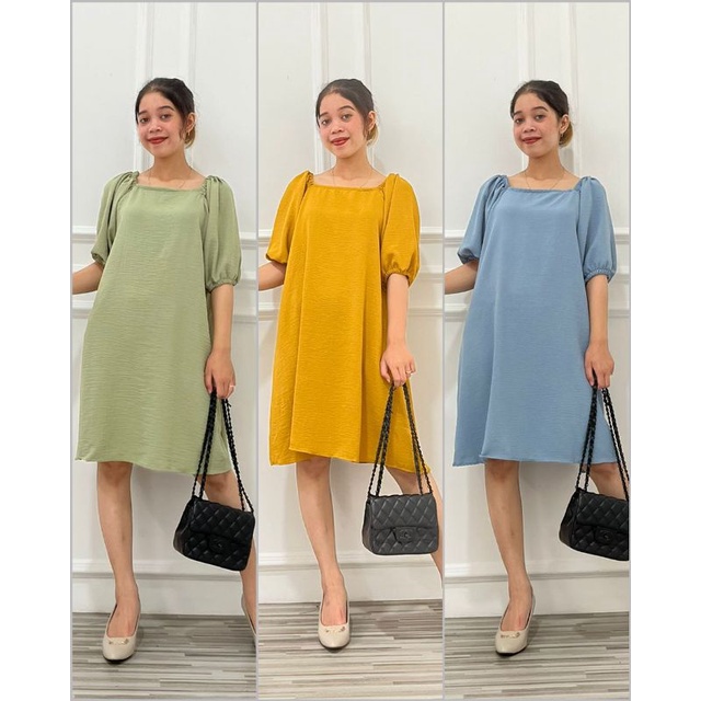 BISA COD MINI DRESS POLOS/ MINI DRESS KOREA/ DRESS PENDEK POLOS/ DRESS CRINCKLE AIRFLOW/ DRESS TANGA