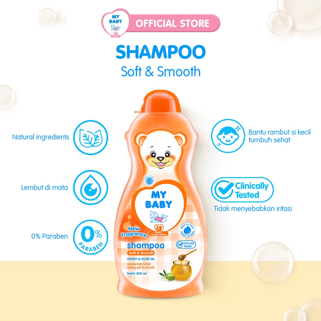 MY BABY Value Set Shampoo Soft &amp; Smooth [200 ml/2 Pcs] - Sampo Bayi Rambut Lembut - Exp: 10.2024
