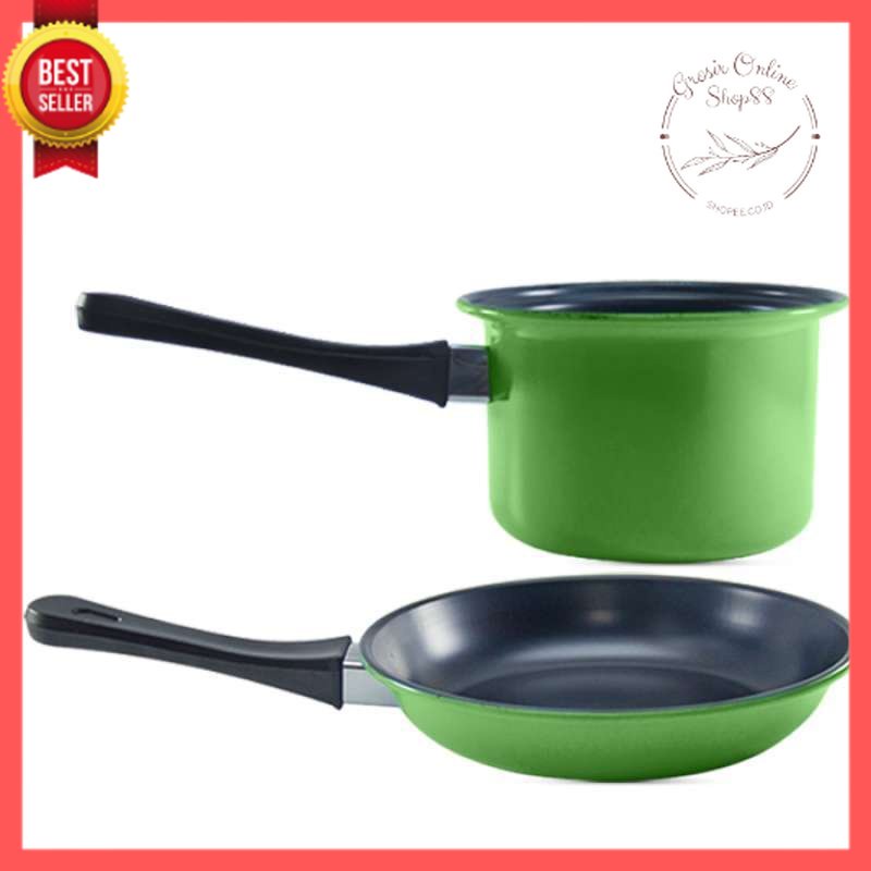 GOS - D308- Satu SET Panci dan Teflon Murah / Set Milk Pan 14cm + Fry Pan 20cm