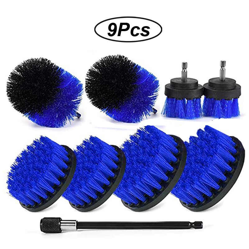 UNTIOR Kepala Sikat Pembersih Brush Car Polisher Kit 9 PCS - DB009 - Blue