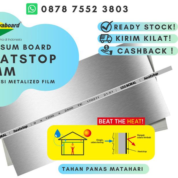 Papan Gipsum ANTI PANAS HEATSTOP 9 mm - Gypsum Jayaboard