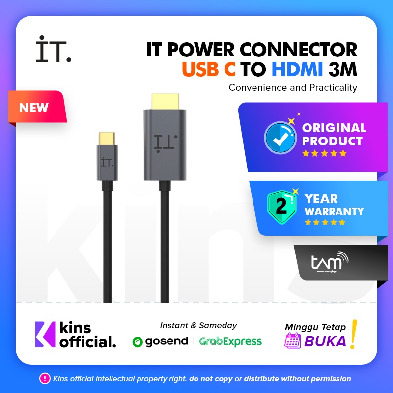 IT Power Connector USB C to HDMI Cable 3M – Black