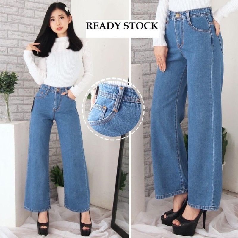 High Waist Kulot Jeans Wanita Premium Celana Panjang Wanita Kulot Jeans