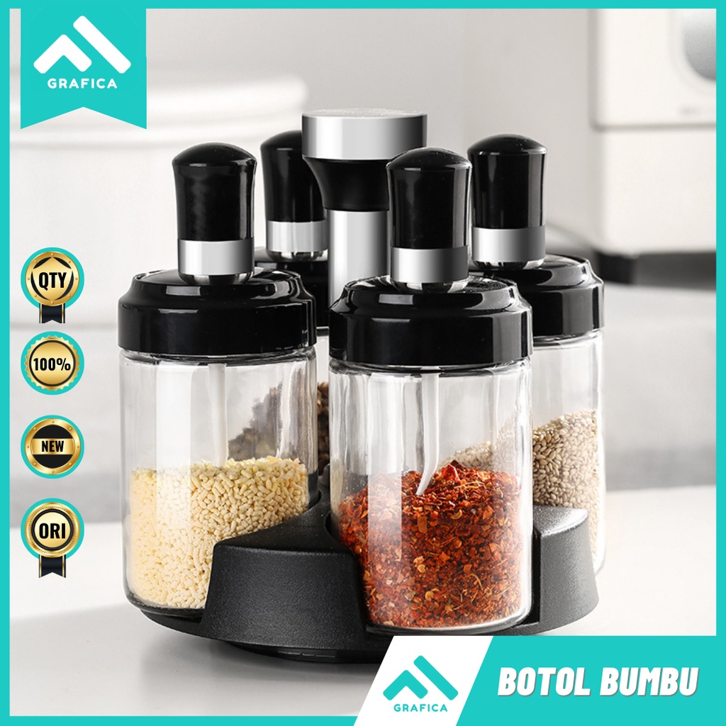 BOTOL KACA TEMPAT PENYIMPANAN MADU GARAM GULA MINYAK GORENG WADAH BUMBU DAPUR DENGAN TUTUP SERBAGUNA