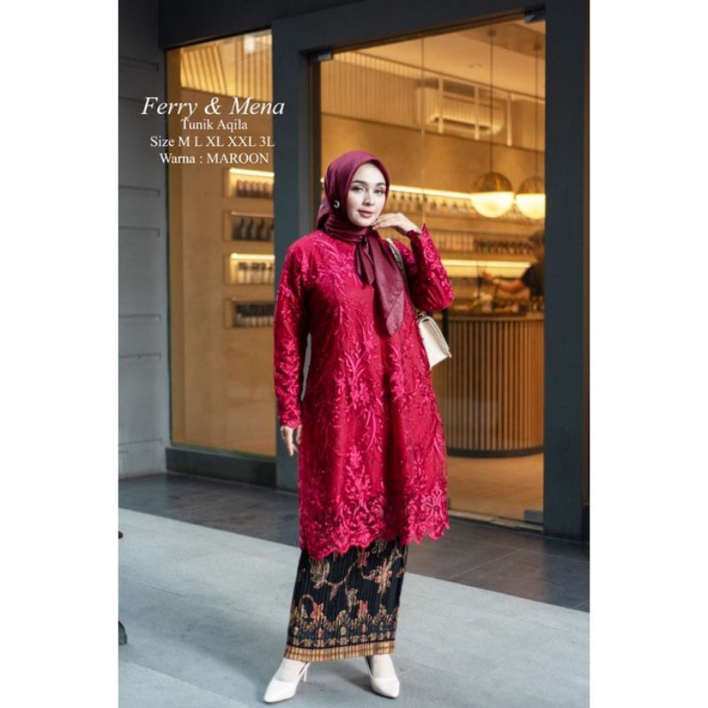 KEBAYA TUNIK AQILA JUMBO TILLE PREMIUM MUTIARA MODERN KEBAYA PESTA KEBAYA KONDANGAN KEBAYA WISUDA KEBAYA TUNIK BRUKAT