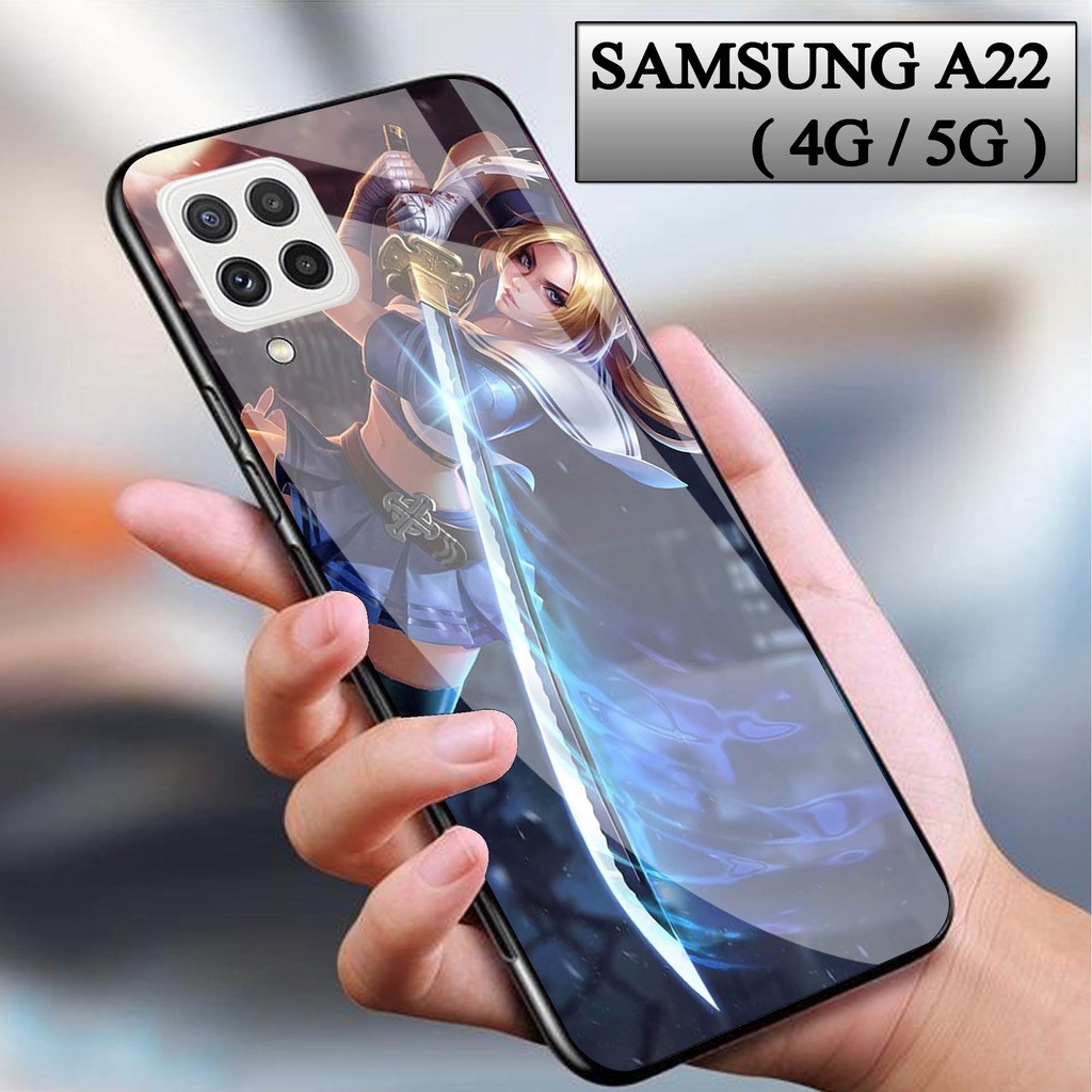 Softcase Glass Kaca Samsung A22 4G/5G - Case Hp Pelindung Handphone  Samsung A22 4G/5G [ A45].
