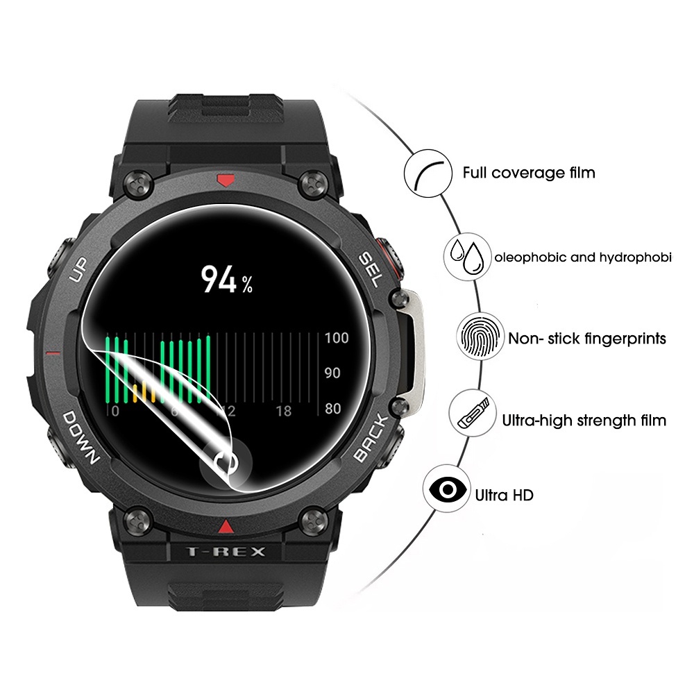 Film Pelindung Layar Smartwatch Huami Amazfit T-Rex2 Full Cover Transparan Anti Gores