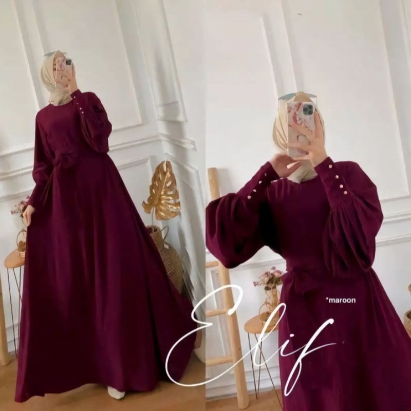 DRESS MUSLIM WANITA CRINKLE AIRFLOW TERLARIS/ELIF DRESS/DRESS CRINKLE AIRFLOW KEKINIAN/PAKAIAN MUSLIM WANITA/FAR MOSLEMSTORE