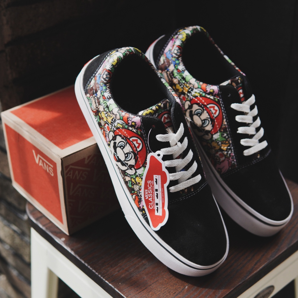 Sepatu Sekolah !!! Sepatu Sneakers Pria Vans Old School Vans Motif Mario Sekolah Kuliah Nongkrong