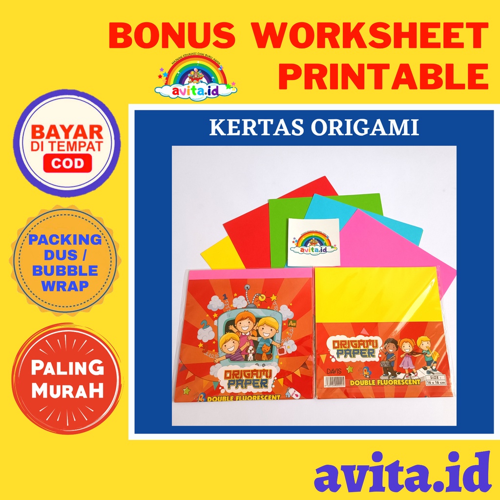 

avita.id TERMURAH Kertas Lipat Origami DAVIS 16x16 cm dan 12x12 cm