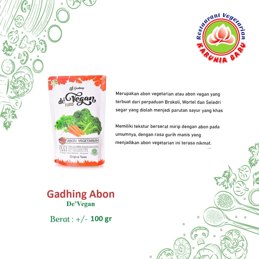 

Gadhing de' Vegan Floss - Abon Vegan Tabur Gluten Free Non GMO 100gr